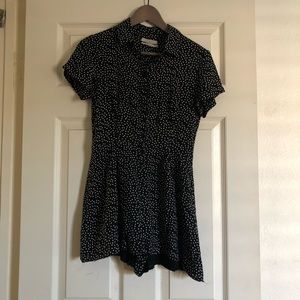 Black and white spotted romper